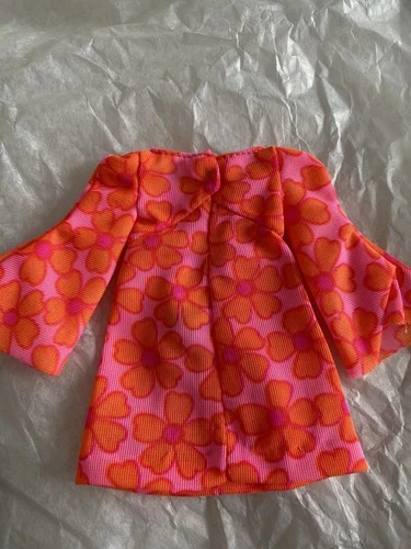 Vintage 1969 Mattel Talking PJ  Pink And Orange Floral Pattern Dress Tagged HK