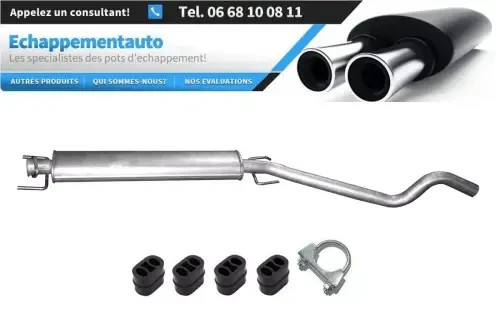 Échappement avec silencieux central Opel Astra H Twintop 2.0 en acier aluminisé durable