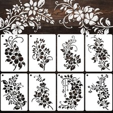 YKW 8 Pack Floral Stencils for Painting, Reusable Plant Spray Paint Templates...