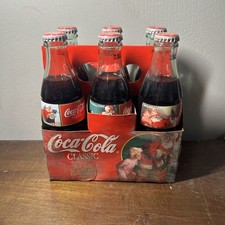 Santa Claus Christmas 1995 Holiday Scene Collector Bottles Coca-Cola Coke 6 pack