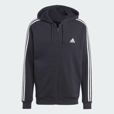 adidas Hoodie Mens - Essentials Fleece 3 Stripes Full Zip Hoody - All Sizes