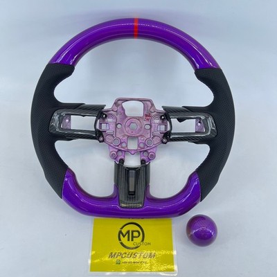 Gear Knob Purple Carbon Fiber Steering Wheel Fit For Ford Mustang GT350 2015-17