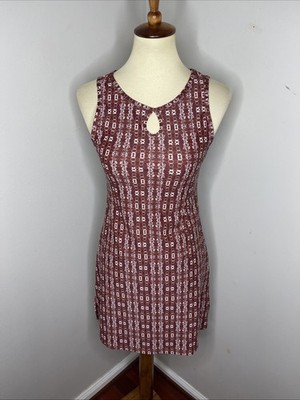 Nuu Muu Key Hole Sleeveless Athletic Activewear Dress In Brown White Print XS