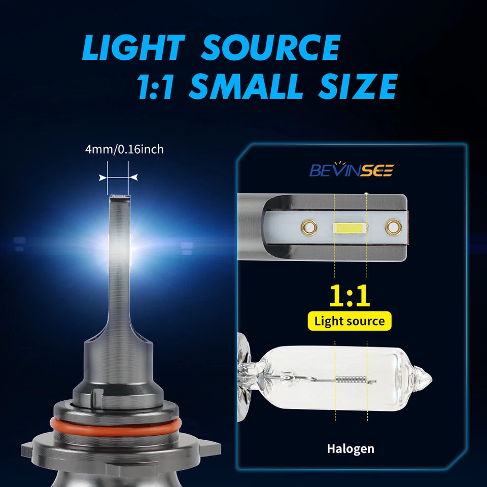 BEVINSEE HB4 9006 LED Phare Ampoule Lumière de brume Feu antibrouillard Lampe - Photo 4/4