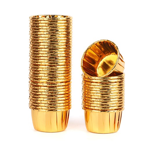 50pcs mini cupcake Foil Cupcake Wrapper Paper Gold Silver Cupcake Baking Cups, - Bild 13 von 14
