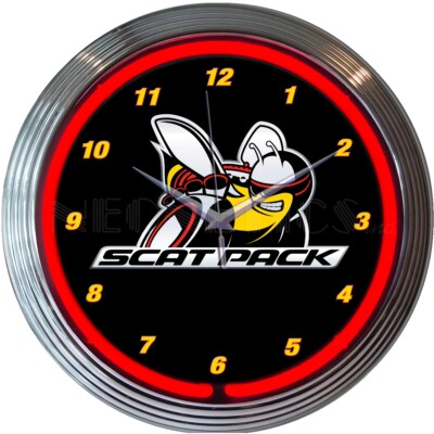 Scat Pack Dodge Neon clock Sign Mopar Hemi  Dads Garage wall lamp light Charger
