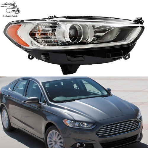 Headlight For 2013-2015 2016 Ford Fusion Halogen Chrome Housing Passenger Side - Picture 1 of 13