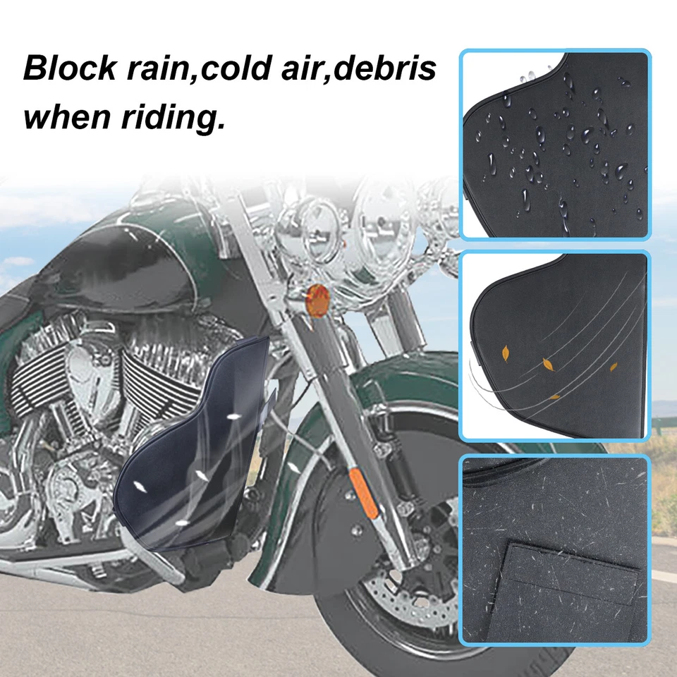 Black Lower Chap Leg Warmer Wind Deflector Fit for Indian Roadmaster Springfield - Imagem 2 de 4