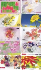 Tokyo, Japan Metro subway train system - LOT of 10 fare cards with flower themes