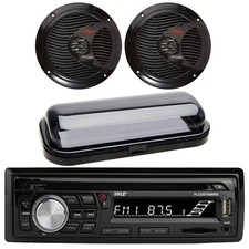Pyle PLCDBT95 Marine CD Radio Player Stereo, 2x 6.5" 150W Speakers, Radio Cover