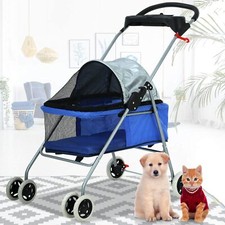 4 Wheels Stroller Pet Stroller Travel Carrier Durable Folding Waterproof Cart