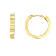 Cute Small Diamond Cut Hinged Huggie Hoop Earrings Real 14K Yellow Gold