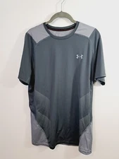 Under Armour Heat Gear Men's Size Medium Short Sleeve Shirt Gray Athletic 