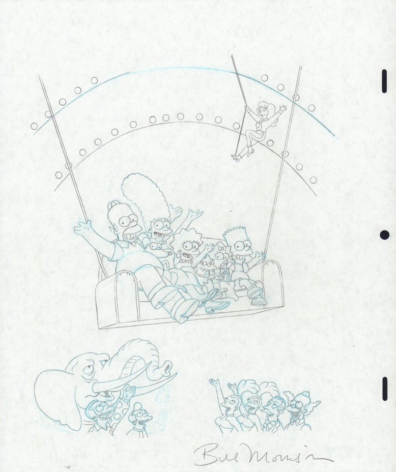 The Simpsons Season 5 DVD Cover - Family on Couch Circus art by Bill Morrison Comic Art