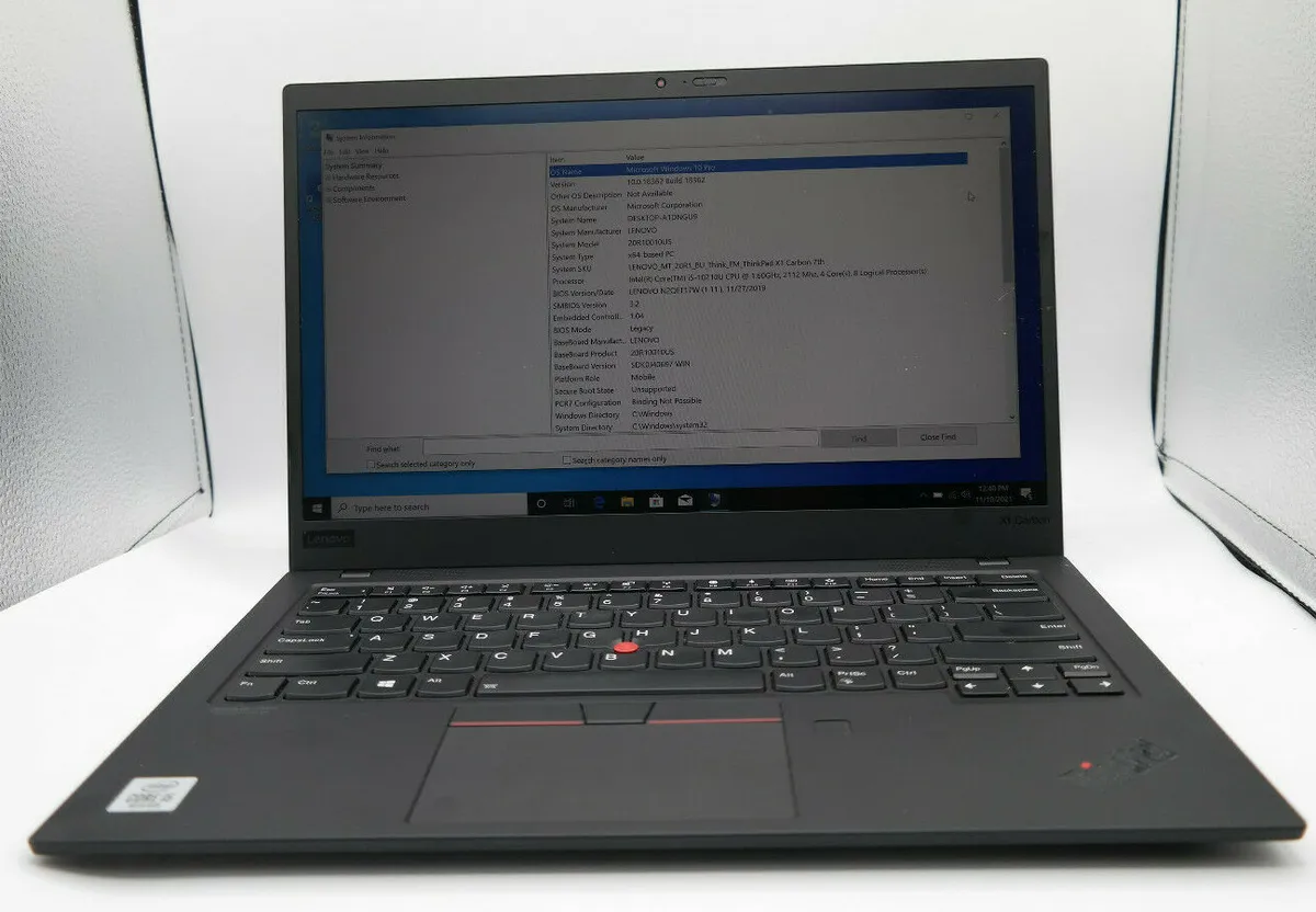Lenovo ThinkPad X1 Carbon 7th Gen i5-10210U 1.60GHz 8GB DDR3 256GB