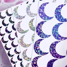 Holographic Sparkle Moon Sticker Sheet! - Choose a Size & Color!