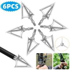 6Pcs 100Grain 3Blade Hunting Archery Broadheads Compound Bow Fixed Arrowhead Tip