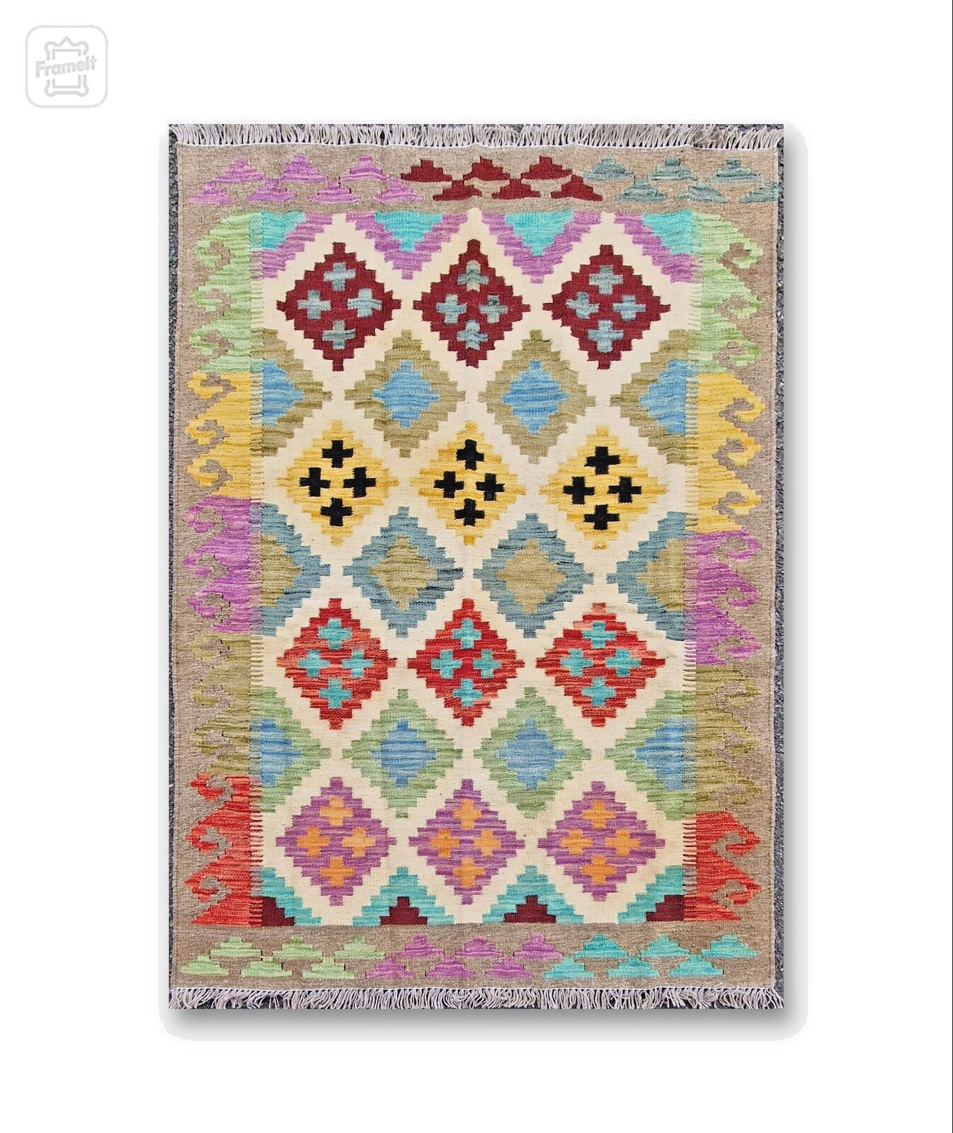 Tapis kilim véritable en laine fait main tapis ancien 177x115 cm