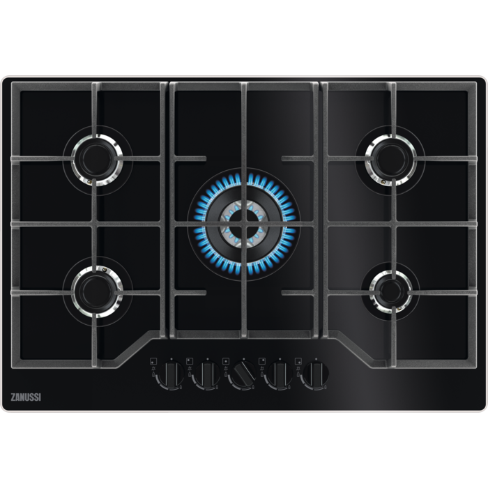Zanussi ZGGN755K 74cm Gas on Glass 5 Burner Gas Hob Black Glass, RRP £449 eBay