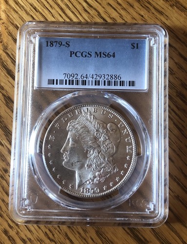 1879-S $1 Morgan MS64  PCGS. Clean Honest Strike. About 80% Breast Feathers - Picture 1 of 2
