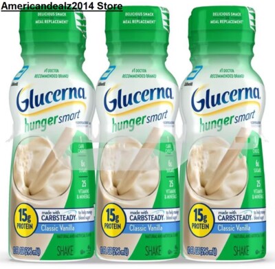 Glucerna Hunger Smart Shake Vanilla 10 fl oz Choose 6, 12 or 24 Bottles *FRESH*