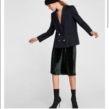 Zara Basic Double Breasted Blazer Navy Blue Size Small