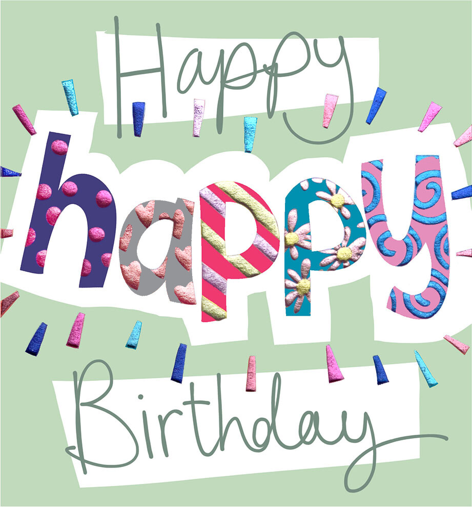 Colourful and Funky Happy Birthday Card - Lucilla Lavender