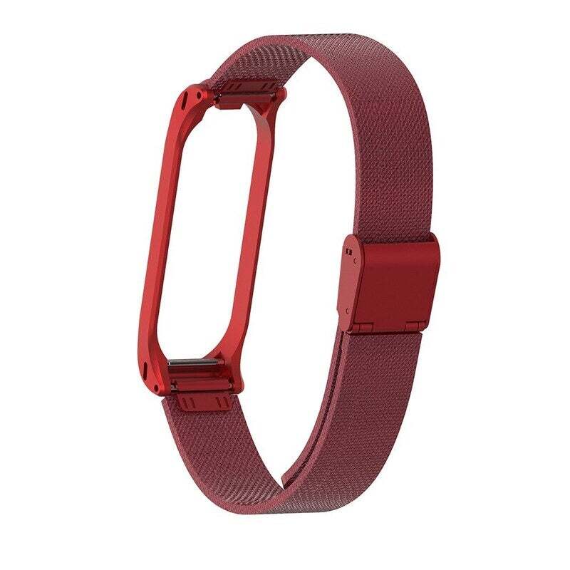 Metal Strap Wristband For Mi Band 3 4 Replacement Red stainless steel Watch Band