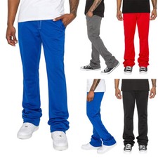 Victorious Men's Casual Essential Solid Flare Stacked Fit Track Pants TR592