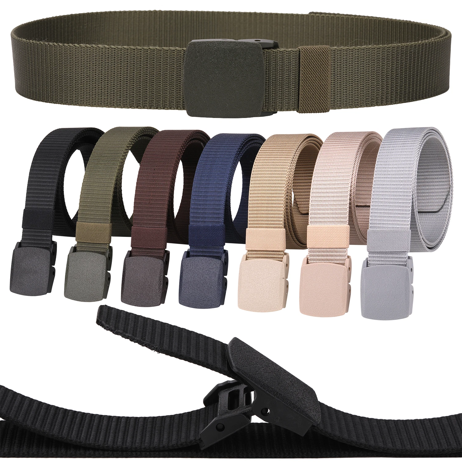 Work Belt Mens Womens Unisex Canvas Buckle Army Webbing Belts Military Waistbelt