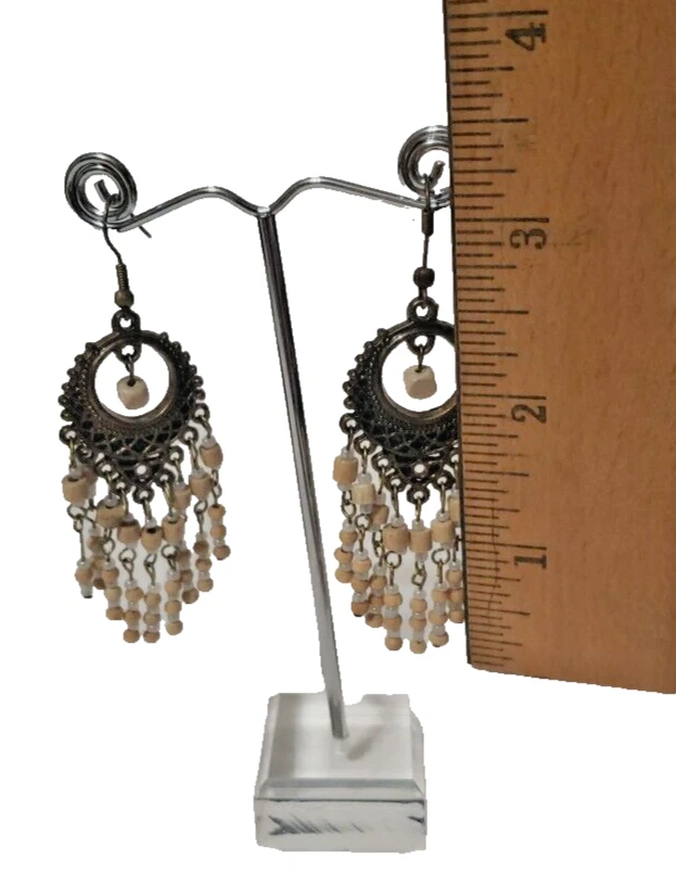 Pendientes perforados araña vintage gancho cuentas latón 3 pulgadas Foto 2 de 4