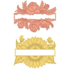 Heartfelt Creations Spellbinders Die ~ PEONY & SUNFLOWER BANNER ~ HCD1-7378