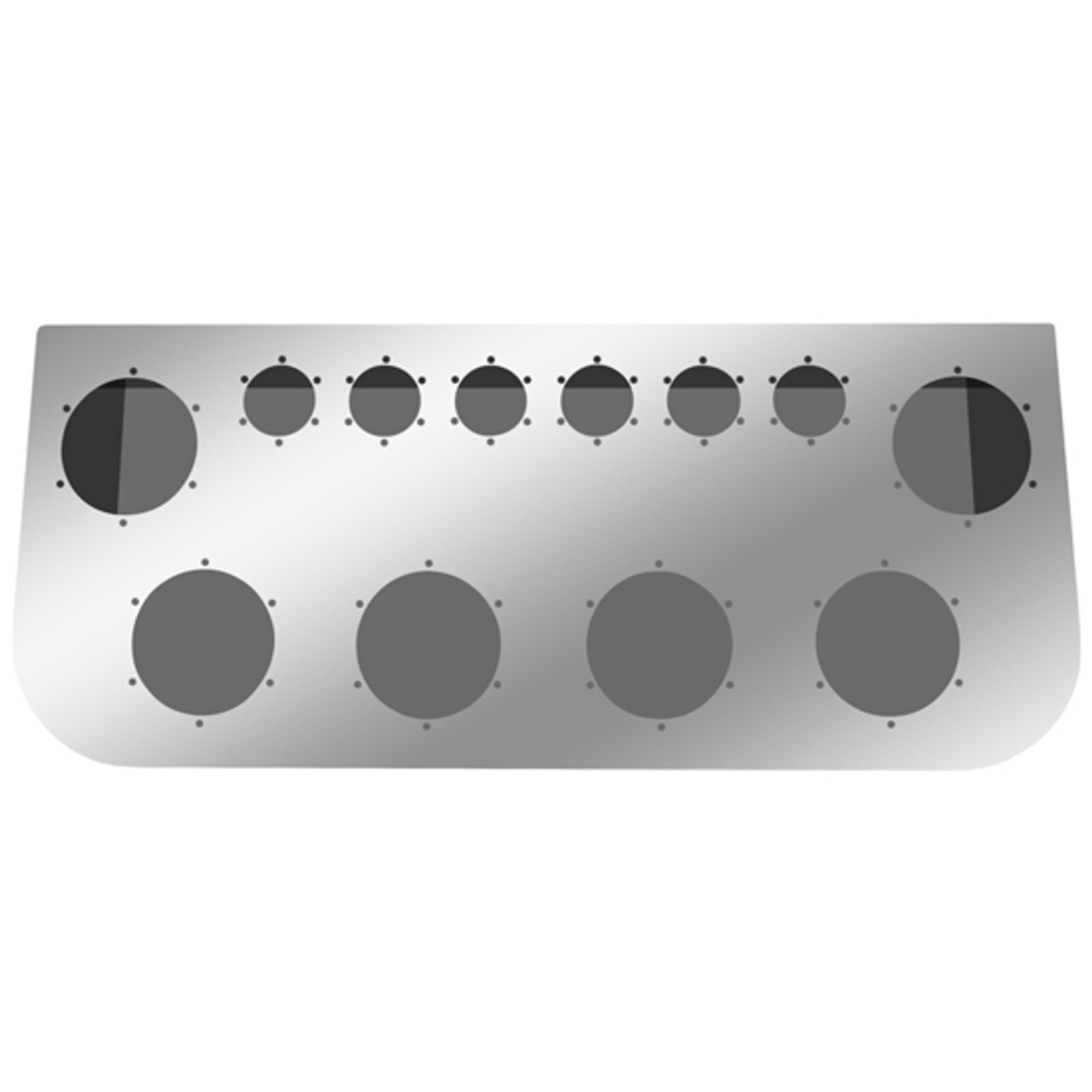 304 SS Rear Center Panel, 14 x 33 Inch W/ Rounded Lower Corners & Light Holes