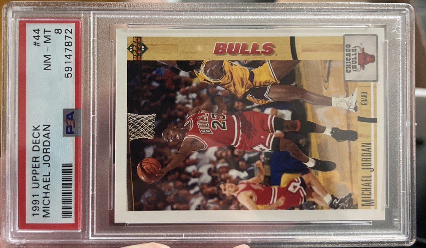 MICHAEL JORDAN 1991 Upper Deck #44 PSA 8 Chicago Bulls NBA Basketball Card view 3