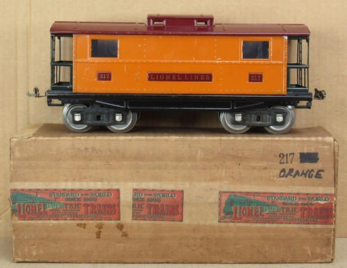 Lionel Prewar No. 217 Caboose (Orange/Maroon) w/Box Standard Gauge