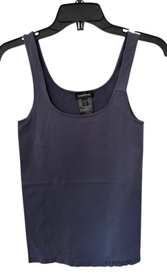 RARE Vtg Bebe Sport Tank Top Slate Blue M/L Seamless Logo Made in USA NWOT