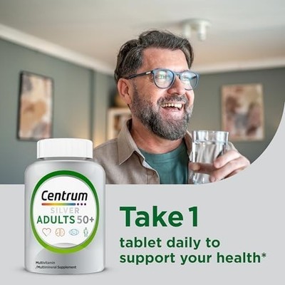 Centrum Silver Multivitamin For Adults 50 Plus 80 Tablets Gluten Free Non Gmo