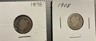 1898 and 1908 Barber Silver Dimes Lot of 2
