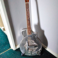 Silver Metal Body Single-Cone Resonator Guitar Cutaway 6-String Right-Handed