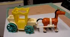 Vintage 1974 FISHER PRICE LITTLE PEOPLE #993 Castle Lot Carriage & Horse