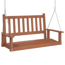 Banc Balançoire Jardin Bois Massif Chaînes Métal 115×65×63 CM Extérieur