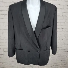 VTG Portfolio Perry Ellis Wool Double Breasted Tuxedo Jacket USA Made Size 40S