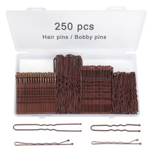 250 Pcs Brown Hair Pins with Storage Box for All Hair Types