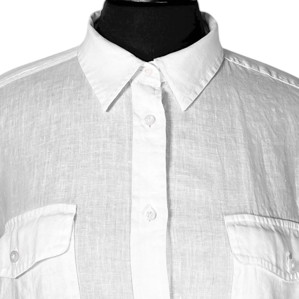 Camisa Ralph Lauren para mujer con botones XL blanca con cuello de lino manga larga Foto 4 de 4