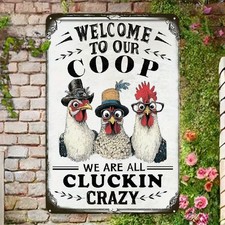 Rustic Chicken Coop Welcome Vintage Tin Metal Signs Home D cor 8x12