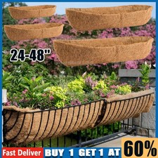 24"-48" Trough Coco Liner Planting Flower Wall Hanging Basket Planter Window Box