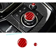 For Mazda CX-5 17-2024 Red Real Carbon Fiber Center Console Volume Knob Ring