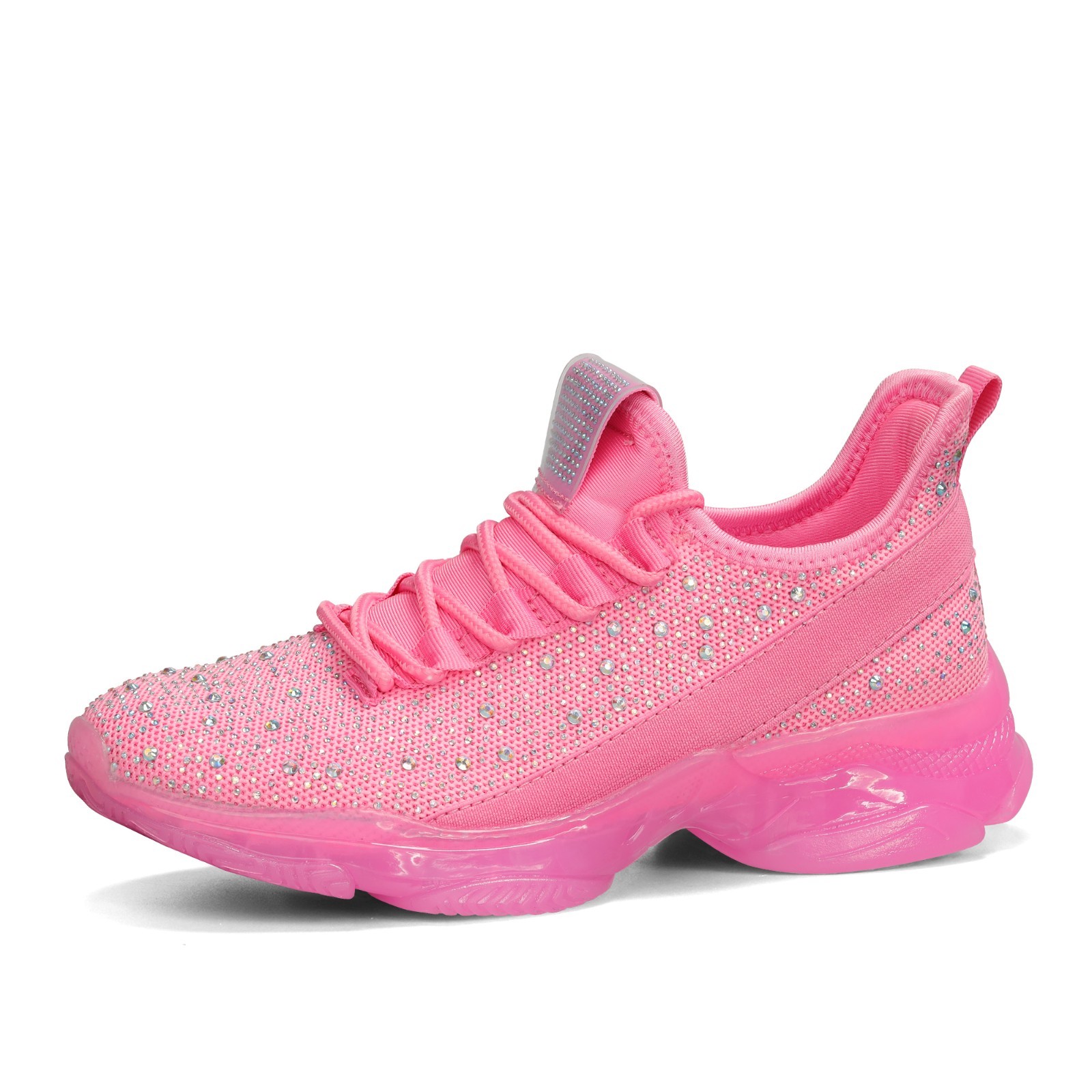 LUCKY STEP Women's Rhinestone Mesh Slip On Walking Shoes Fas