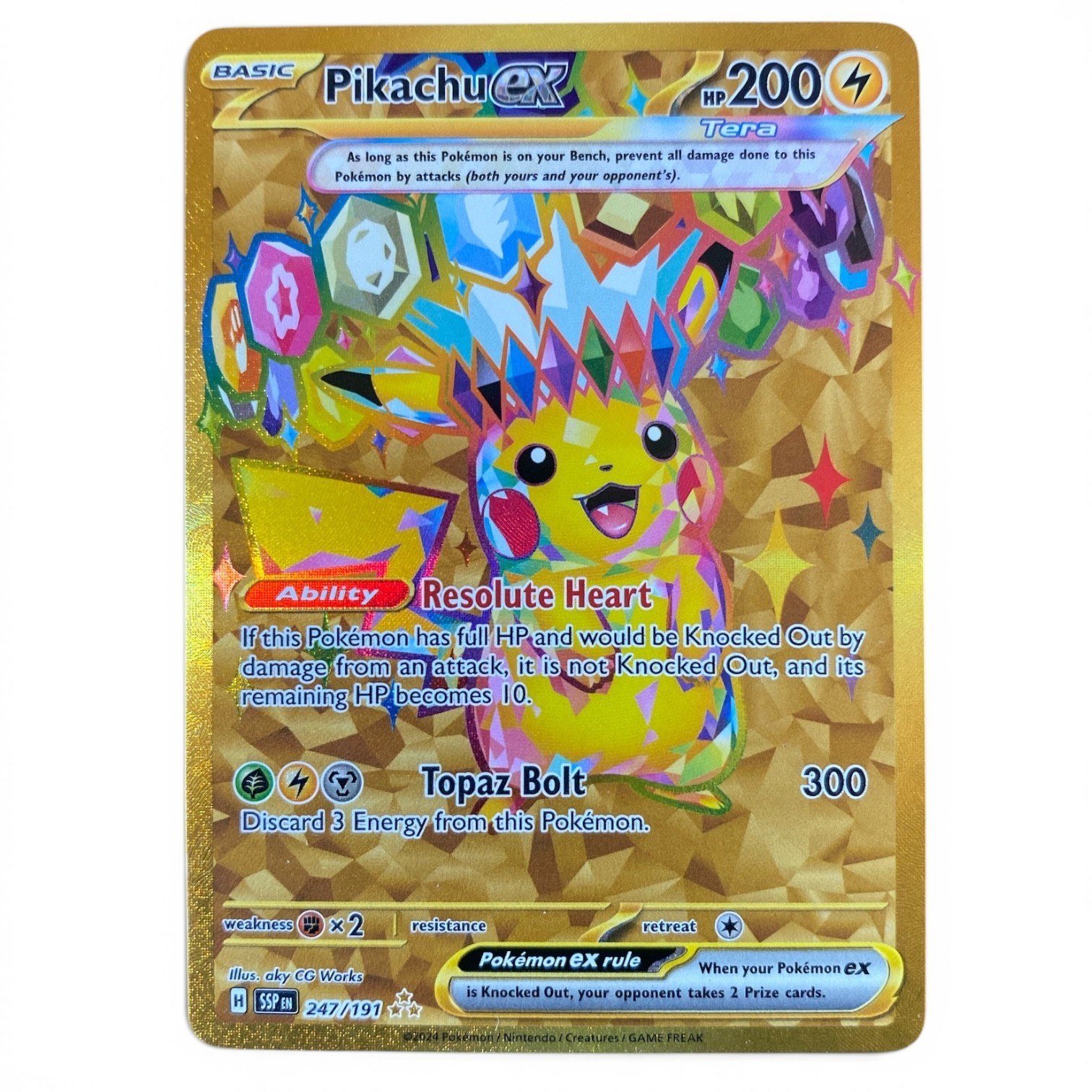 Pokemon Pikachu ex 247/191 Hyper Rare Gold SSP Surging Sparks Near Mint NM