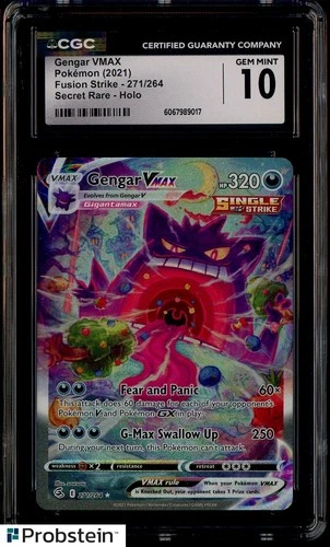 2021 Pokemon Fusion Strike Secret Rare #271 Gengar VMAX CGC 10 GEM MINT